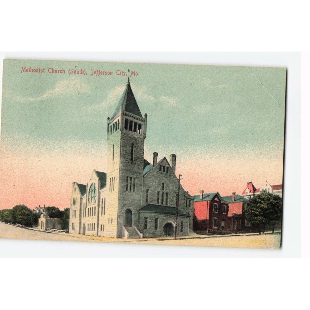 Vintage Methodist Church South Jefferson City Missouri Postcard 1909 PM VG